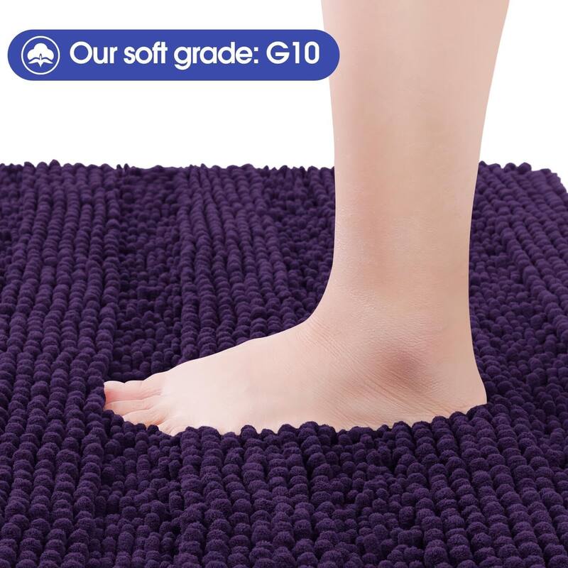 Ultra Soft Striped Non Slip Chenille Bathroom Rug Set 3 Pieces