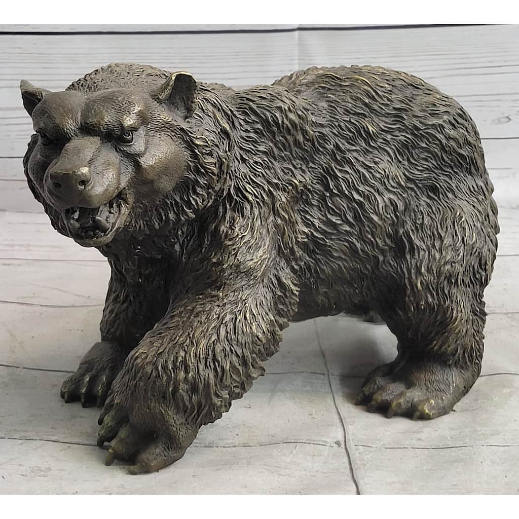 Bronze Metal Bear Figurine Sculpture Statue Handmade Art Figure