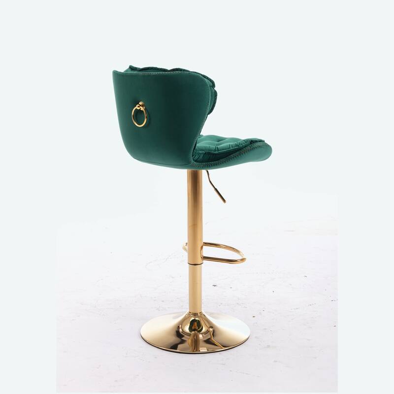 Set of 2 Bar Stools With Golden Base