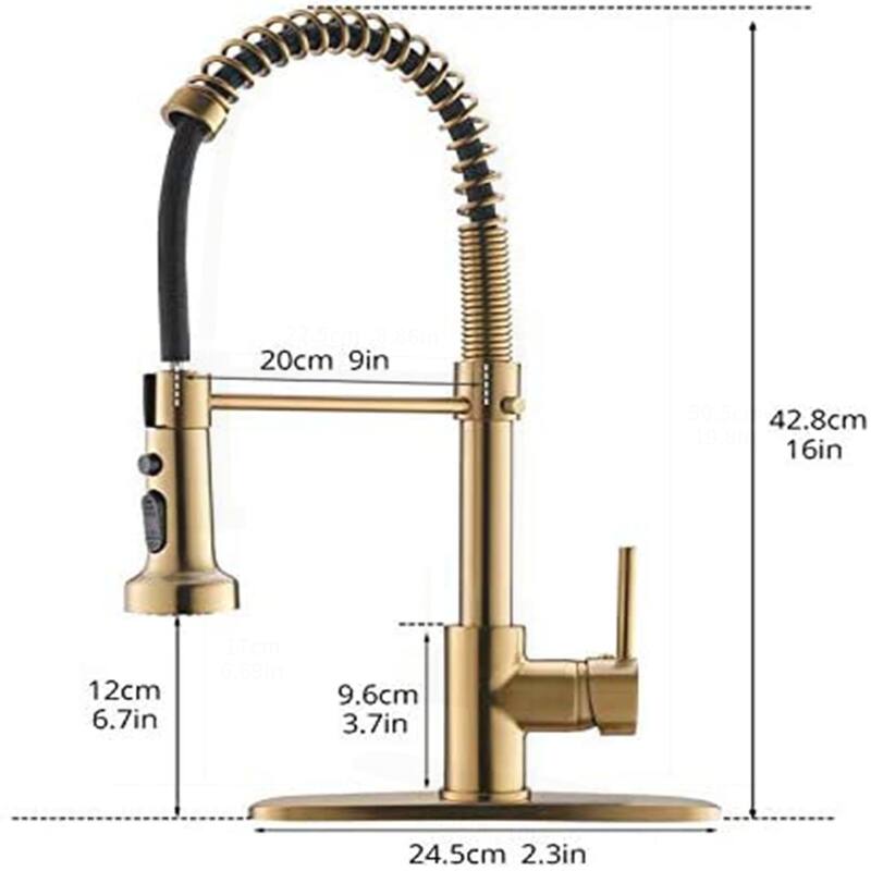 Commercial Kitchen Faucet with Pull Down Sprayer and Deck Plate