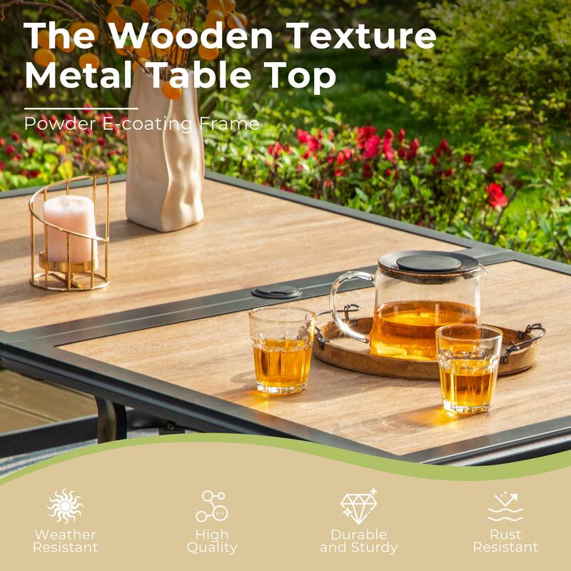 7-Piece Patio Dining Set of Foldable & 7-Angle Adjustable Padded Patio Dining Chairs and 3 Kinds of Patio Tables