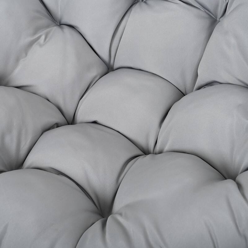 Single Person Folding Egg Chair with Stand, Indoor Outdoor Hanging Wicker Swing Chair with Adjustable Feet