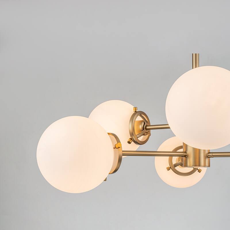 6-Light Modern Linear Sputnik Chandelier Cluster Globe Glass Kitchen Island Light