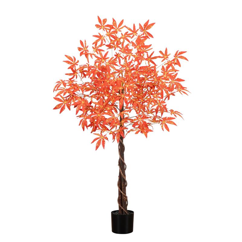 Potted Autumn Maple Artificial Tree - 4' - Orange and Yellow