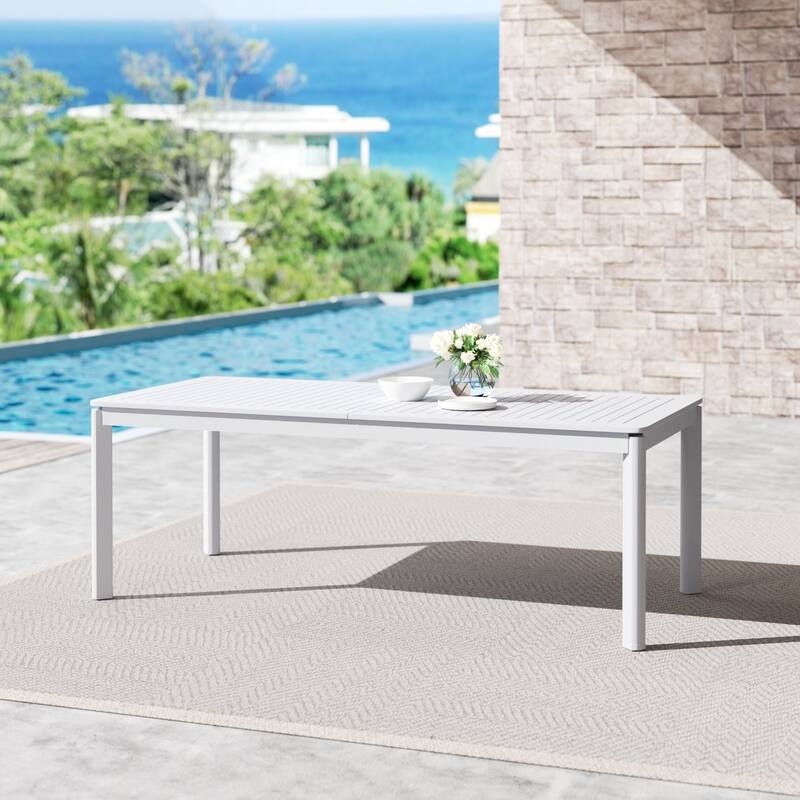 DESwan 108 in. x 39 in. Aluminum Extendable Outdoor Dining Table - White