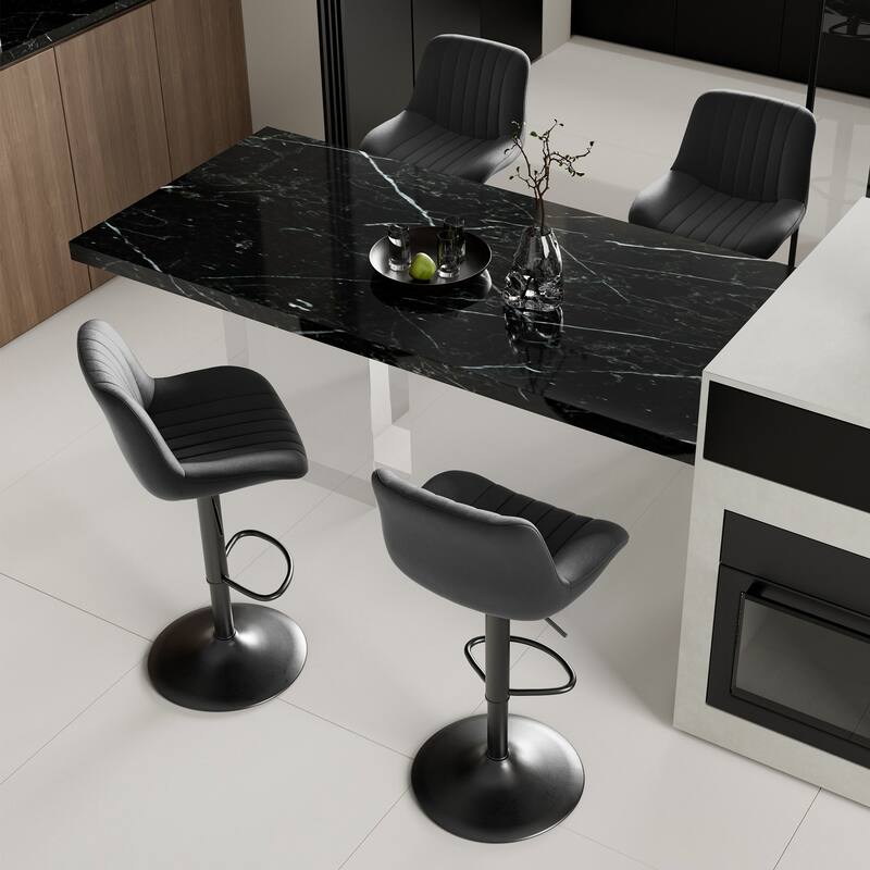 Bar Stools Set of 2, Adjustable Modern Swivel Bar Stools with Backs, Counter Height Performance Fabric Island Chairs