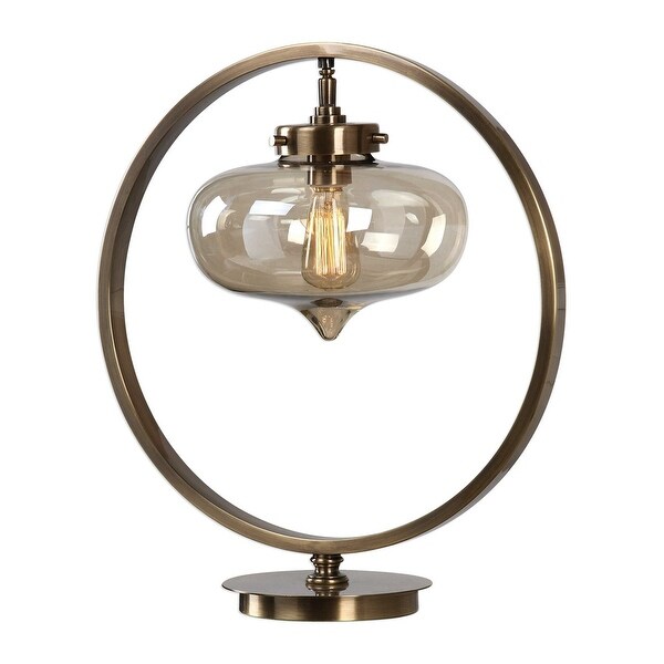 antique brass table lamp with glass shade