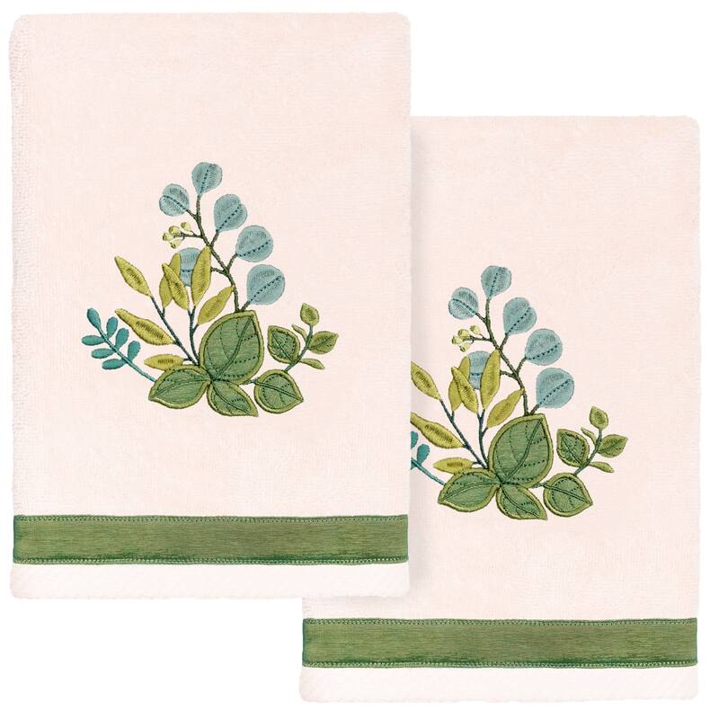 Authentic Hotel and Spa Turkish Cotton Botanica 2 PC Hand Towel Set - Blush
