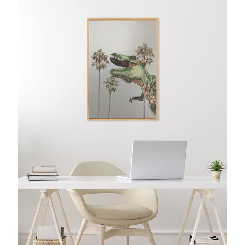 Kate and Laurel Sylvie Dinosaur Framed Canvas by July Art Prints