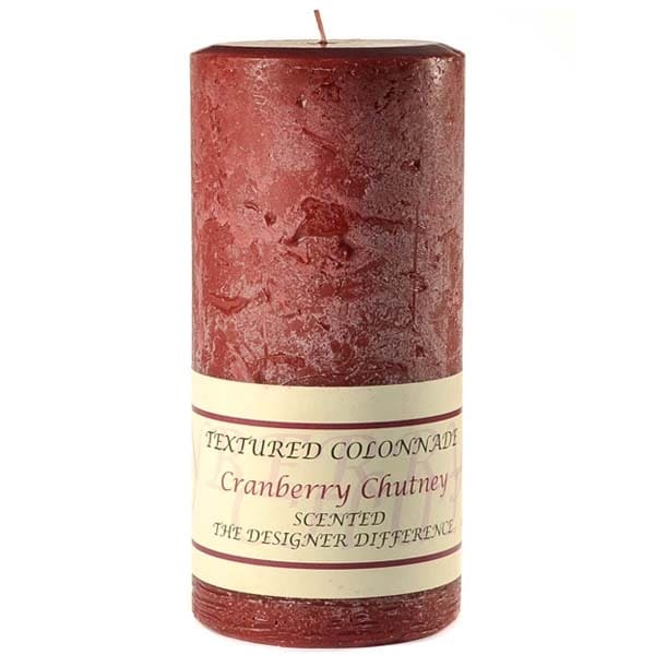 3 Pcs, Textured 3x6 Cranberry Chutney Pillar Candles 3 in. diameterx6.25 in. tall