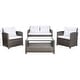 preview thumbnail 34 of 44, SAFAVIEH Outdoor Vellor 4-Piece Conversation Patio Set. Grey Brown/White