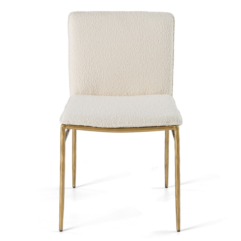 Modrest Atlanta Modern Off-White Fabric & Brass Dining Chair