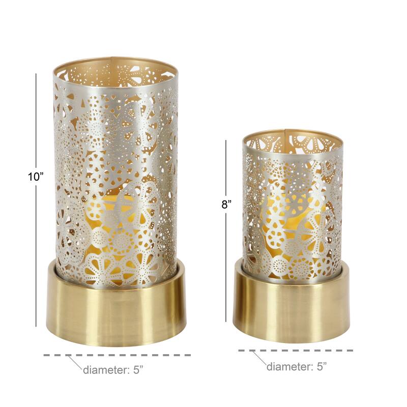 Metal Candle Lantern - Set of 2 Gold - Roche River Decor
