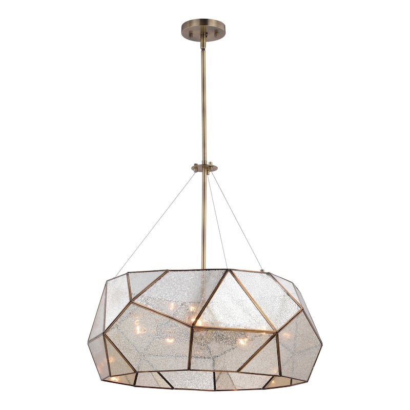 Euclid Mercury Glass/ Brass Mid-Century Modern Pendant Light