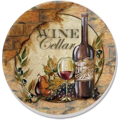 Wine Cellar II Absorbent Stone Coasters with Protective Cork Backing 4 Pack Made in The USA Absorbent Easily Wipes Clean