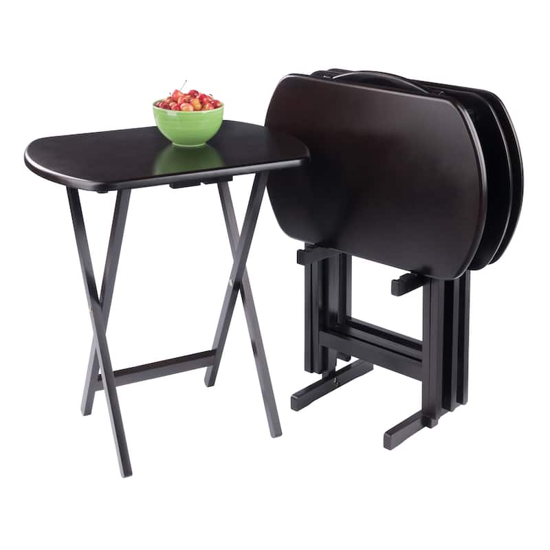 Corbett 4 Snack Tables with Stand Coffee Finish