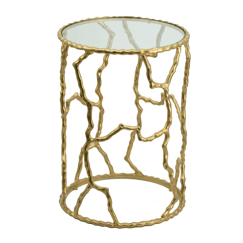 Twig Round Side Table with Glass Top - 23.5" - Gold