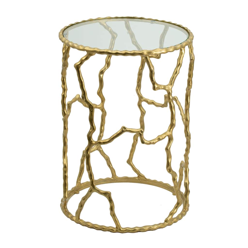Twig Round Side Table with Glass Top - 23.5" - Gold