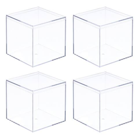 Acrylic Storage Box Square Display Case with Lid, Container Box - Clear