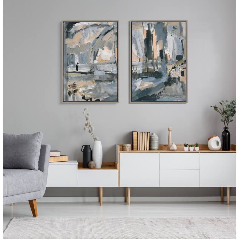Kate and Laurel Sylvie Harbor Nights Framed Canvas by Leah Nadeau
