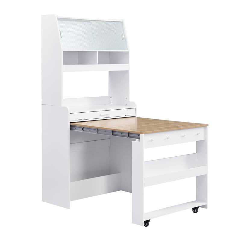 Roomfitters 69" Kitchen Pantry Organizers and Storage Kitchen Cabinet with Extendable Dining Table and Coffee Bar