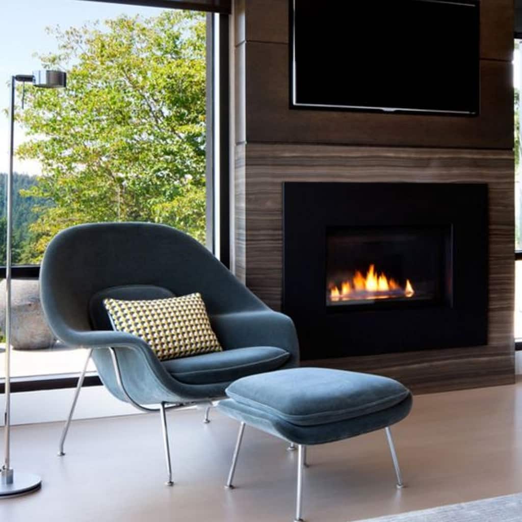 Kocoon Mid-Century Modern 39inch Wide Lounge and Ottoman in Plush Velvet