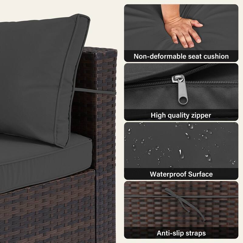 Patio Watcher 5-Piece Wicker Patio Conversation Set with Cushions