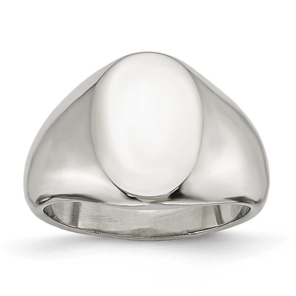 Chisel Stainless Steel Polished Oval Signet Ring