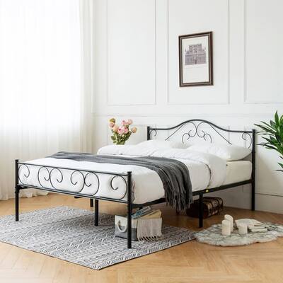 Black Queen Bed Frame with Headboard