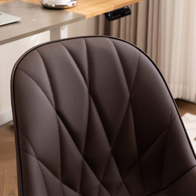 Armless Swivel Office Chair, Faux Leather Task Chairs with Wheels