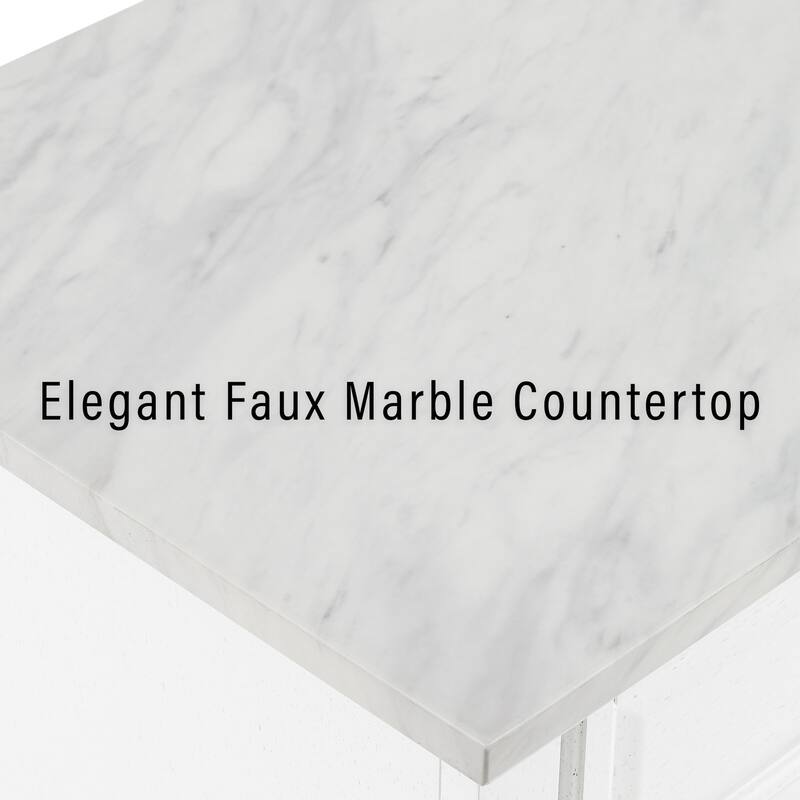 Kitchen Island Cart with Storage & Marble Top - Portable Kitchen Furniture for Small Spaces