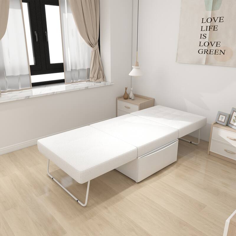 4 in 1 Multi-Function Folding Ottoman Sleeper Bed Adjustable Backrest for Living Room