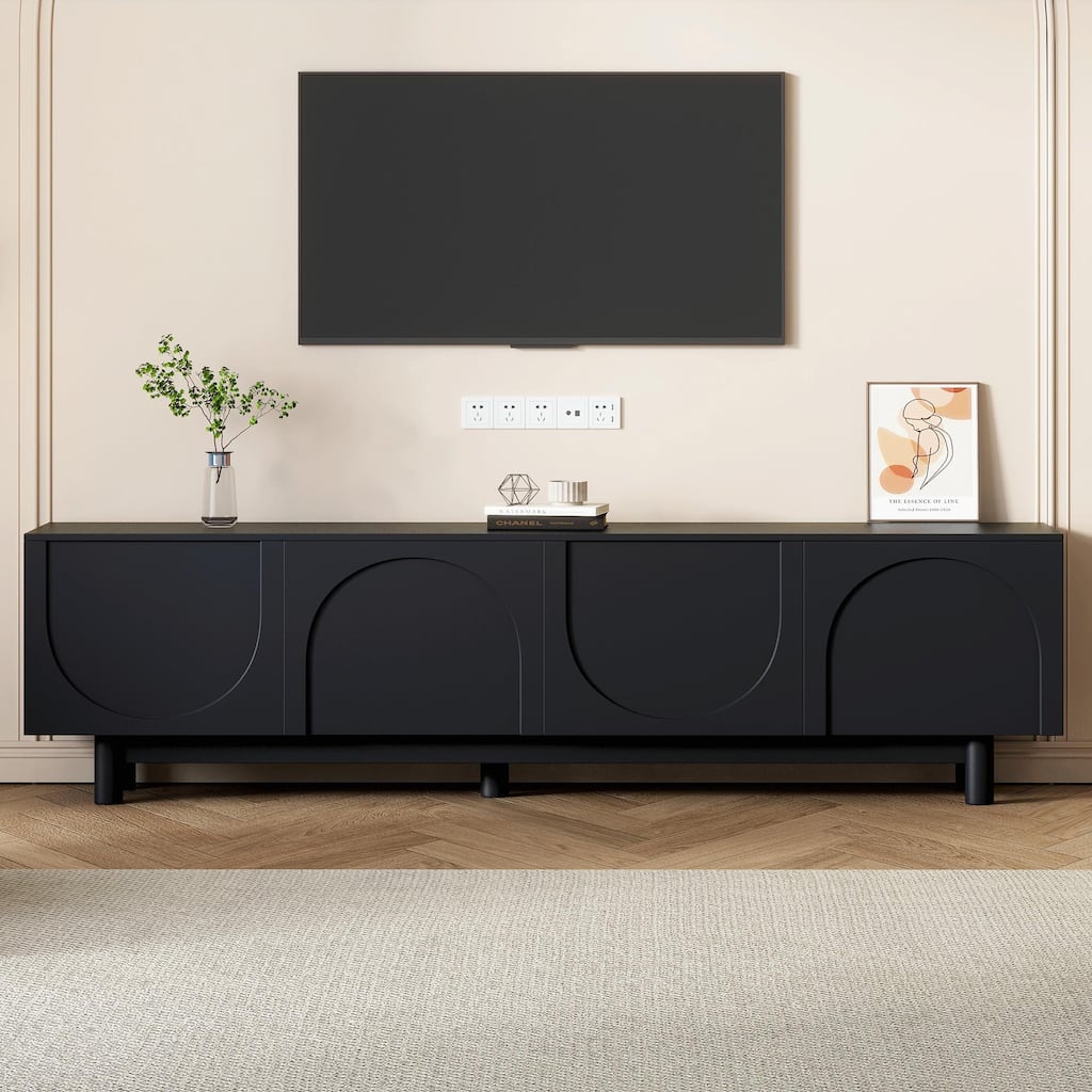 Minimalist TV Stand with Arch Cabinets for TVs Up to 78''