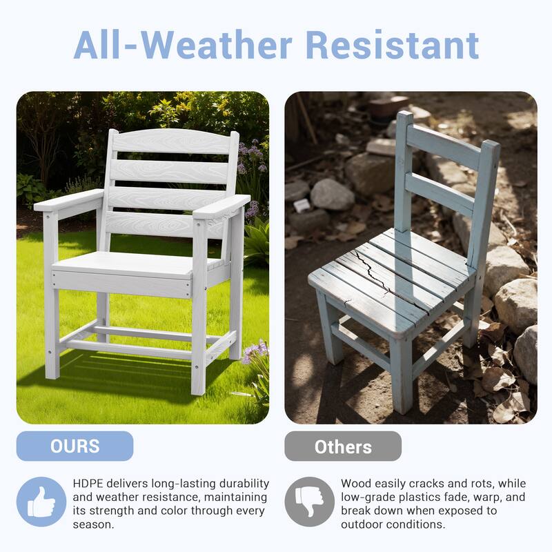 5-Piece HDPE Outdoor Dining Table Sets with Umbrella Hole - 1-Table 4-Chairs