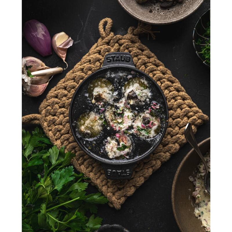 Staub Cast Iron 5.75-inch Escargot Dish with 6 holes - Matte Black