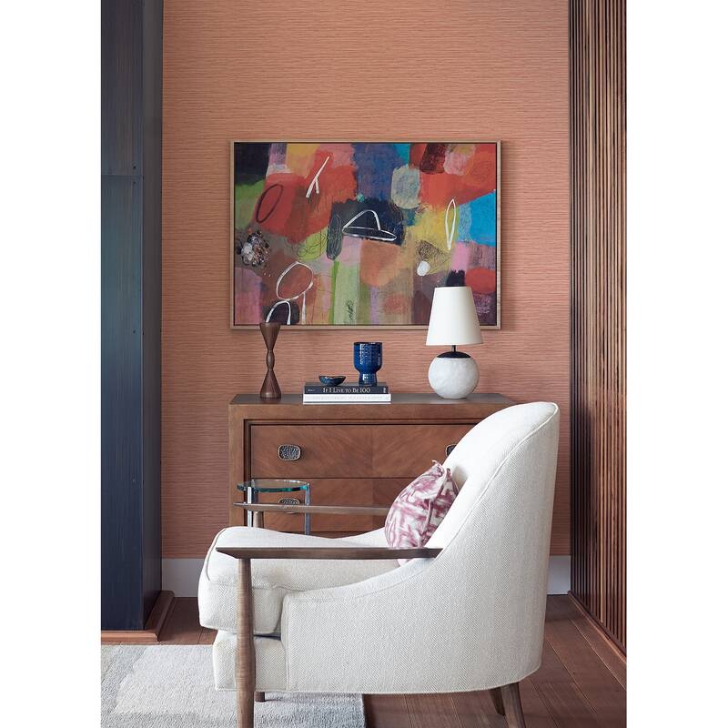A-Street Prints Rushmore Coral Faux Grasscloth Wallpaper