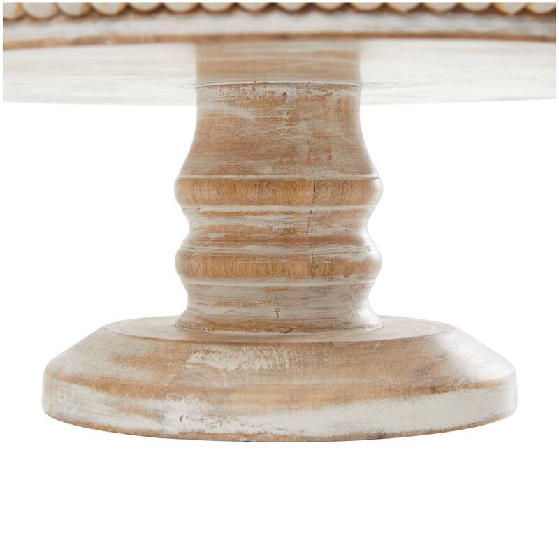Cream Mango Wood Cake Stand with Glass Dome
