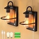 preview thumbnail 1 of 4, Set of 2 wall light black hallway light metal, faux wood bedroom light
