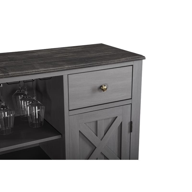 47 in. Modern X-Door Wine Cabinet w/ Built-in Wine Rack - 47" in Width