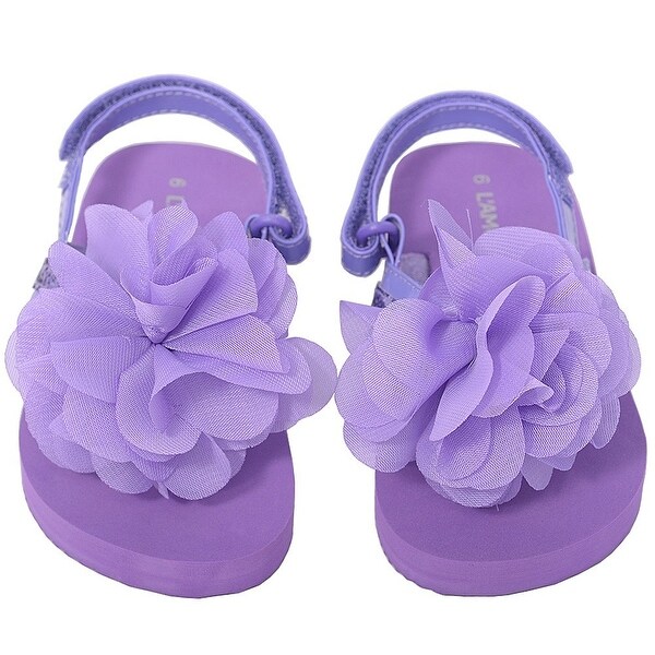 LAmour Black Sequin Strap Flower Flip Flop Sandals Toddler Girls 5-10