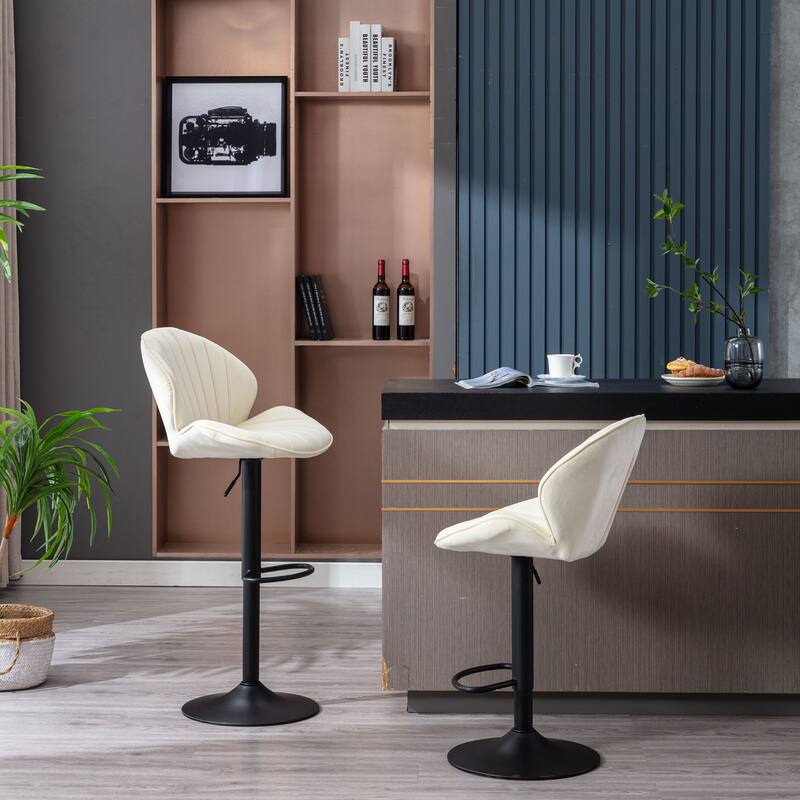 Bar Stools Set of 2 - Adjustable Barstools with Back and Footrest, Counter Height Bar Chairs for Kitchen
