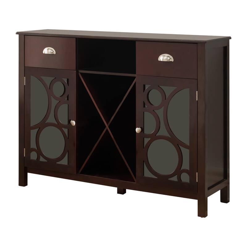 Buffet Server Storage Sideboard Wine Cabinet, Cherry