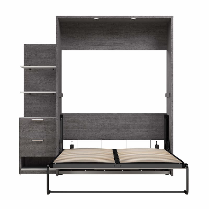Cielo Full Murphy Bed with Floating Shelves by Bestar