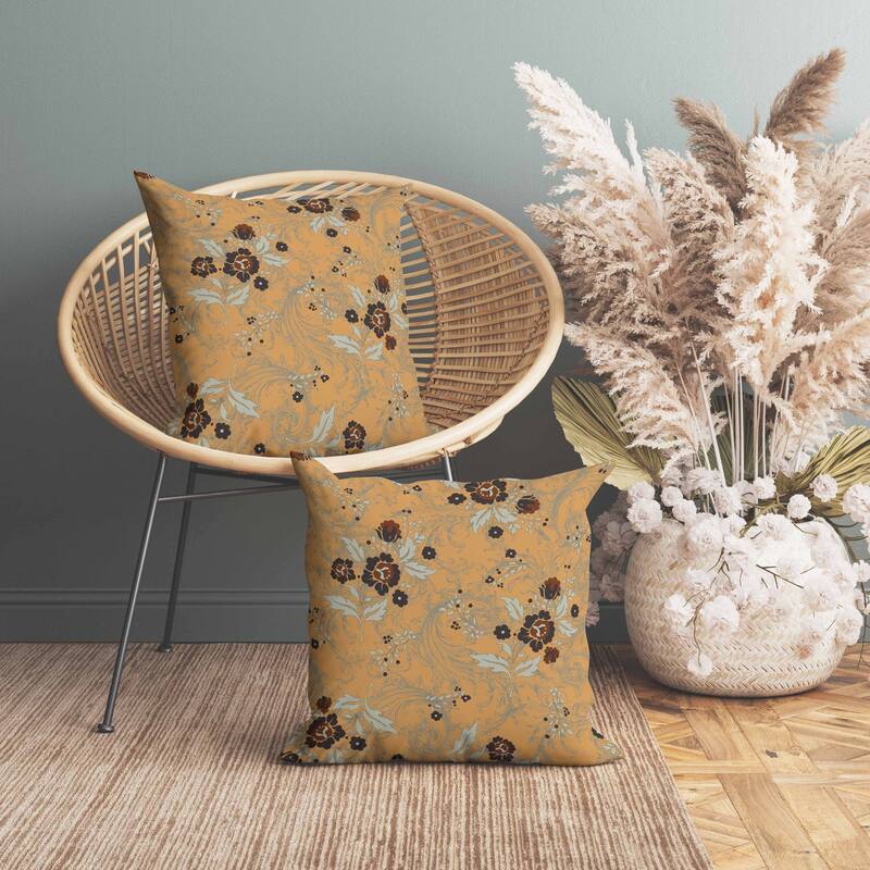 Meadow Strokes Faux Suede Reversible Throw Pillow Orange and Brown