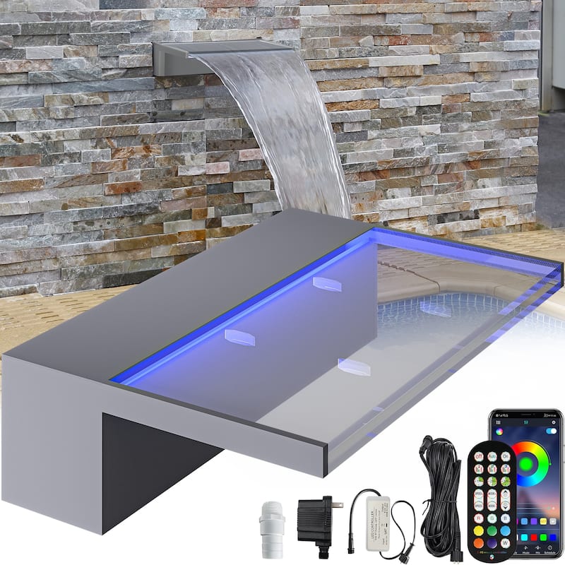 Pool Fountain Acrylic Pool Waterfall - Vinyl - Silver