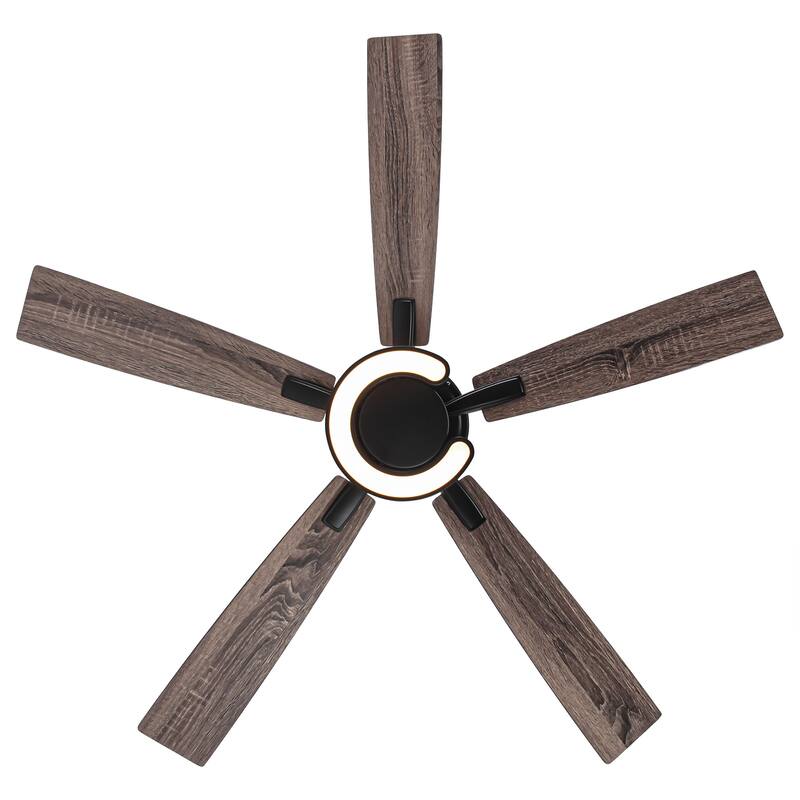 52-Inch Modern Intergatred LED Reversible Black Ceiling Fan with Light and Remote