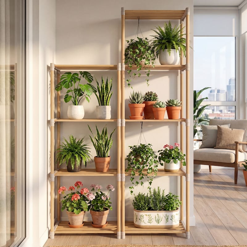 Gymax 2PCS 4-Tier Bookshelf w/Open Shelves Freestanding Storage