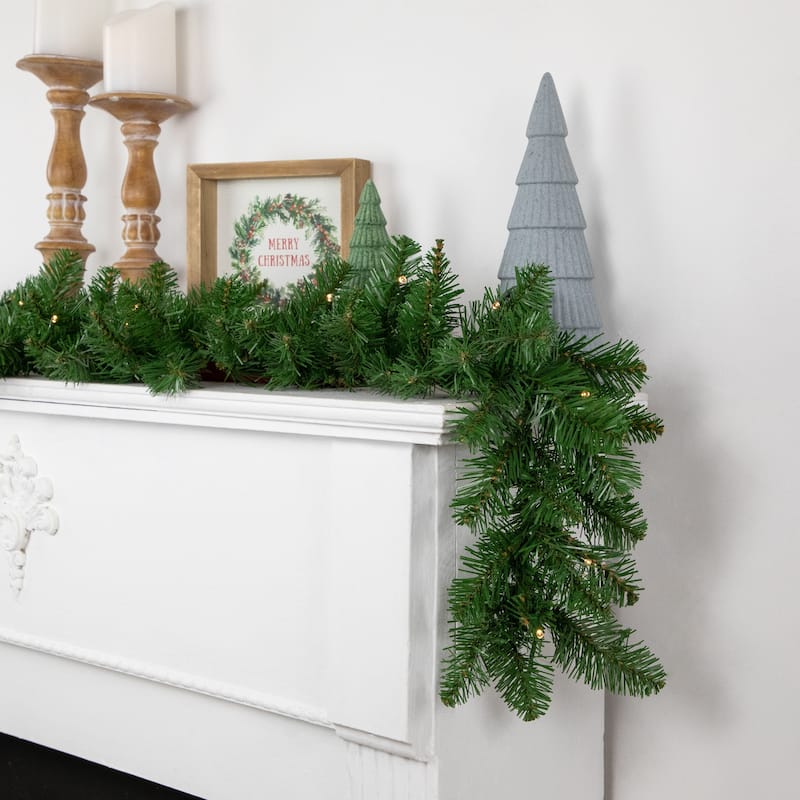 9' x 10" B/O Artificial Whitmire Pine Christmas Garl - Warm White LED