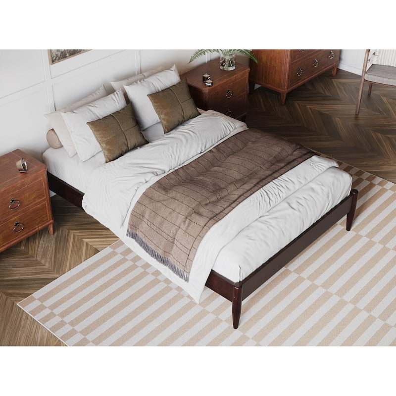 Full Platform Bed Frame - 14 Inch Espresso Bed - Modern Wood Slat Bed - Easy Assembly