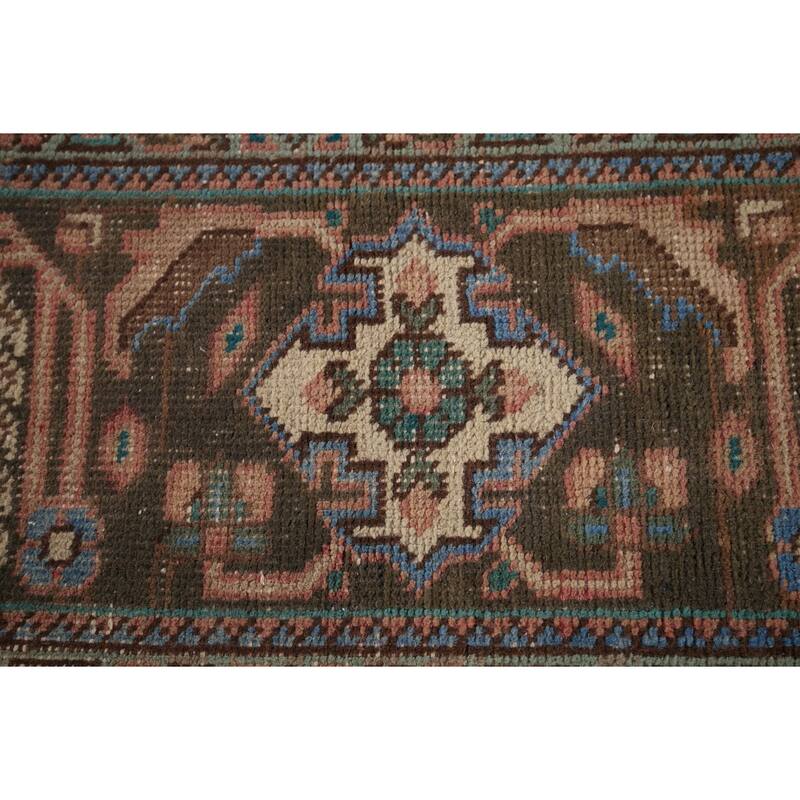 Pink Geometric Tabriz Persian Vintage Rug Hand-Knotted Wool Carpet - 9'7" x 12'10"